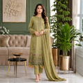 Elegant Sage Green Embroidered 3-Piece Suit