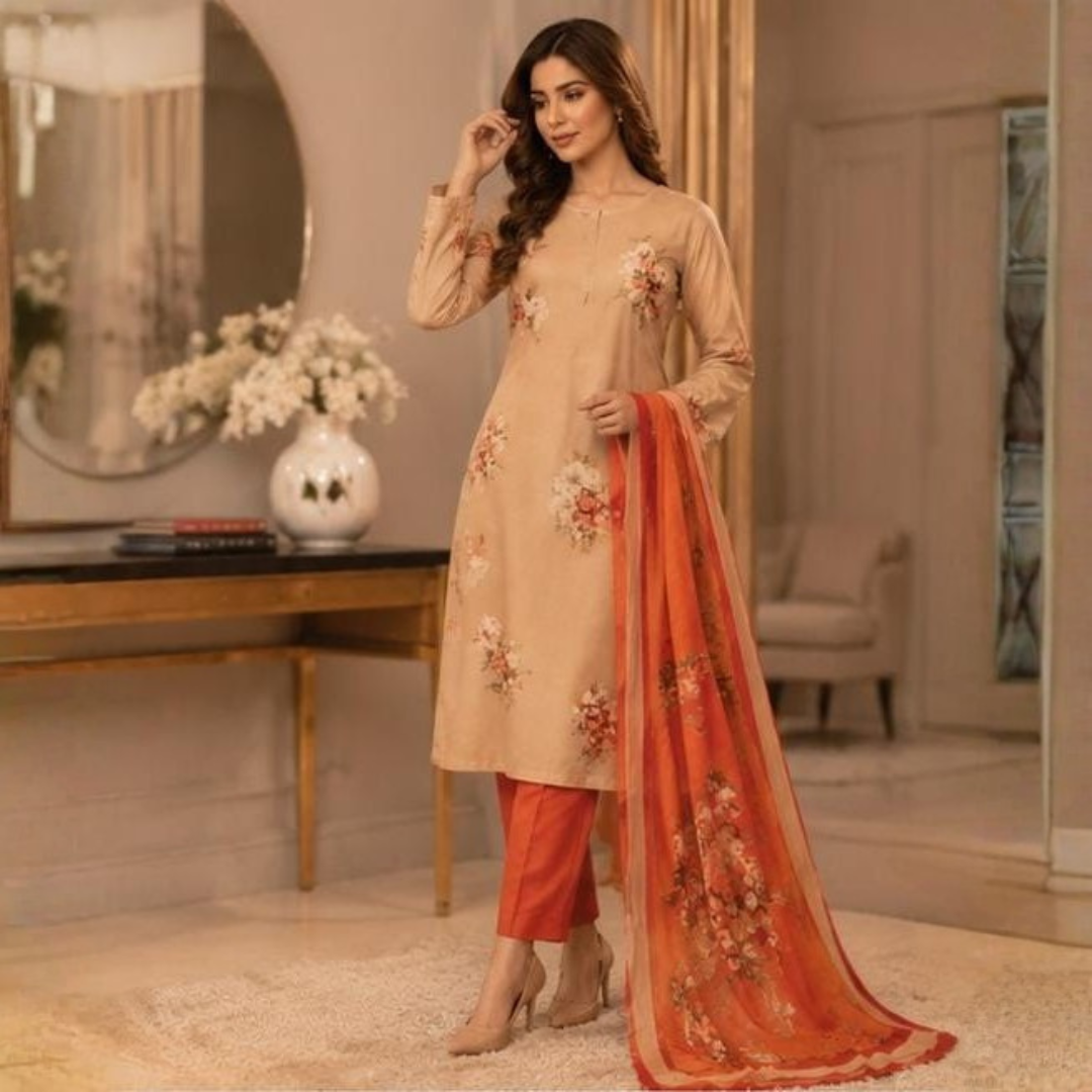 Premium Lawn 3-Piece Suit – Elegant Floral Print