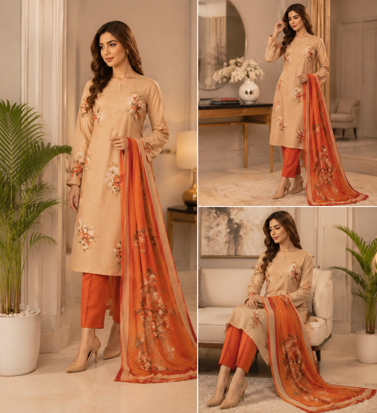 Premium Lawn 3-Piece Suit – Elegant Floral Print