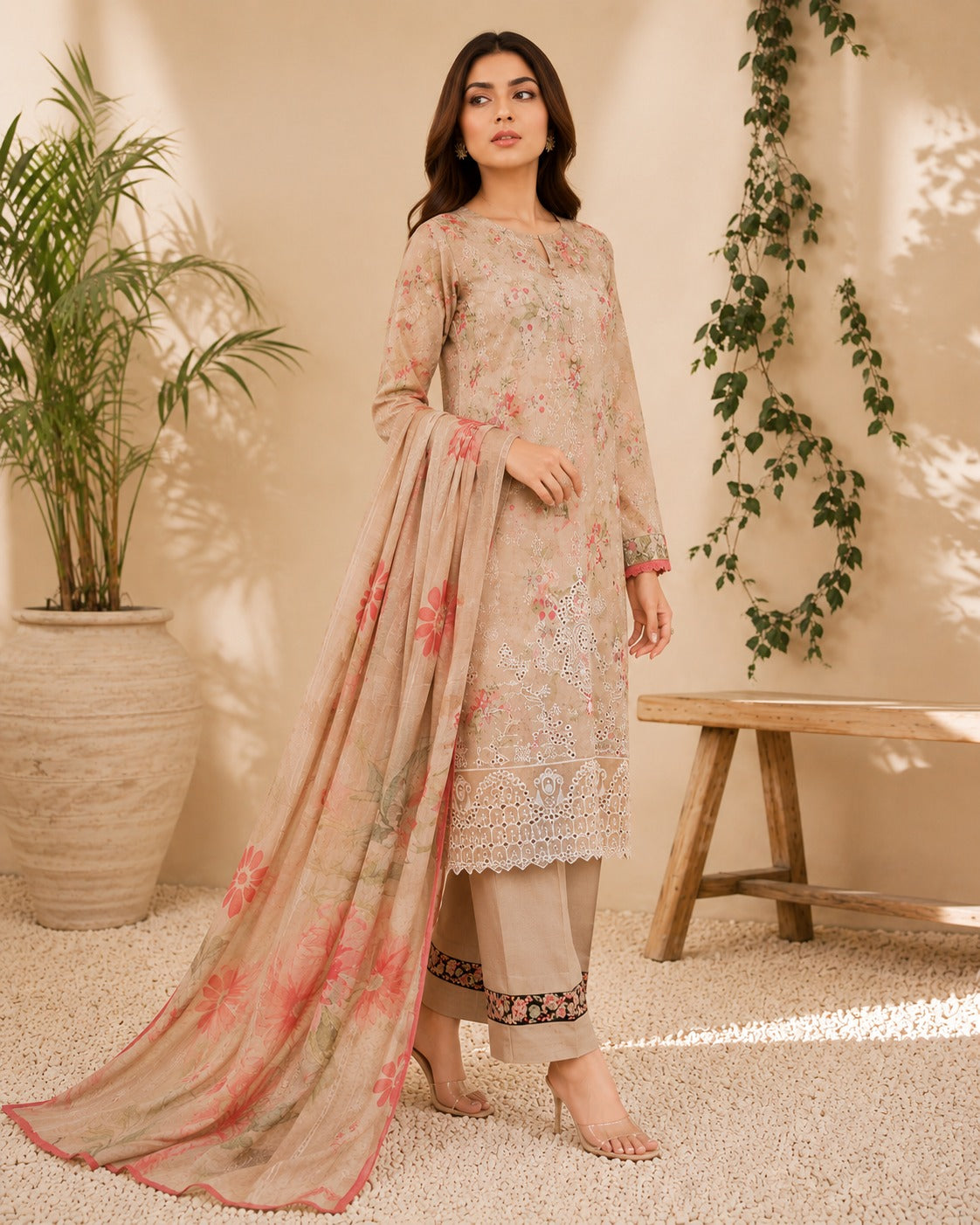 Printed Lawn 3-Piece Suit – Elegant Floral Print