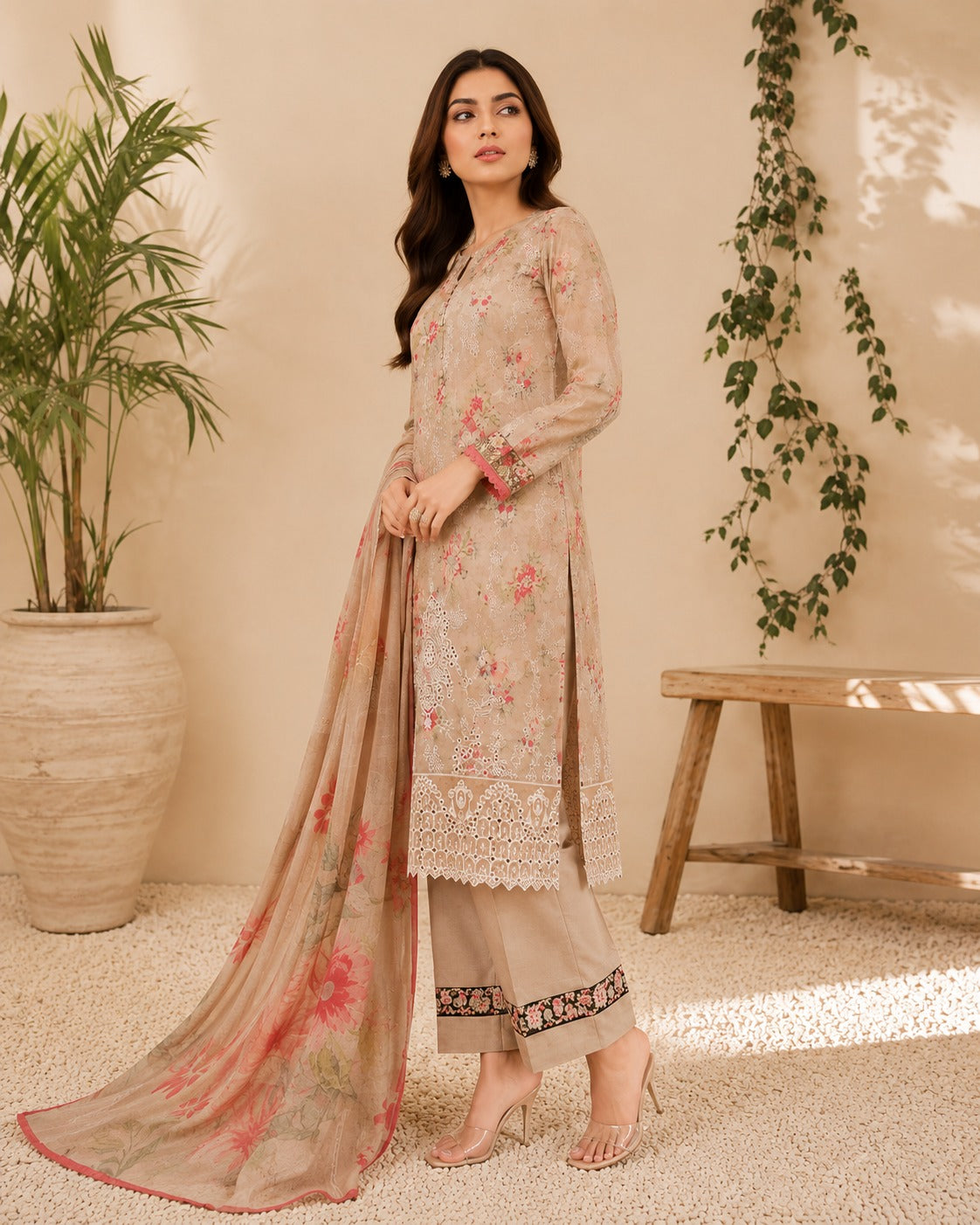 Printed Lawn 3-Piece Suit – Elegant Floral Print