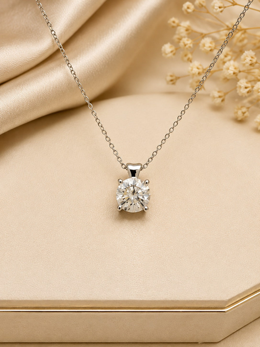 Elegant Solitaire Crystal Pendant Necklace