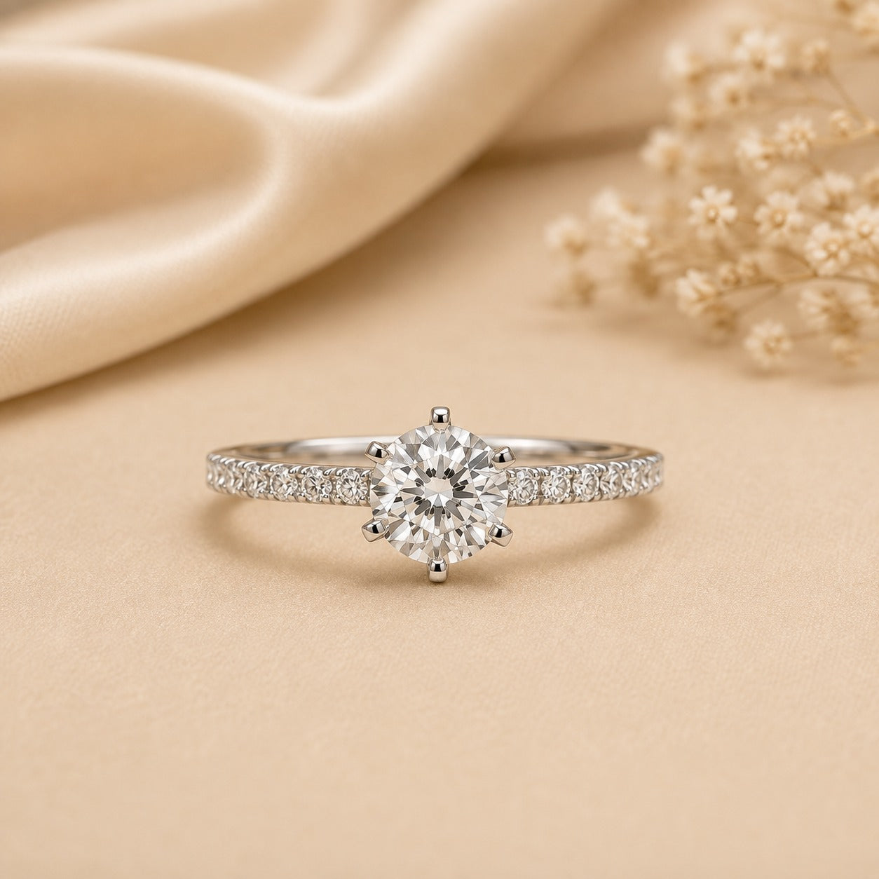 Elegant Solitaire Crystal Engagement Ring